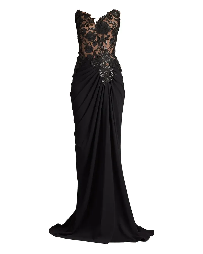 Tadashi Shoji Schulterfreies Abendkleid mit Stickerei - Schwarz Schwarz