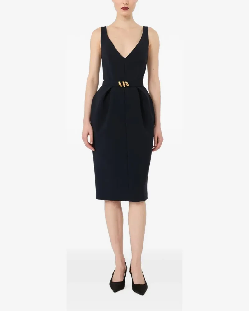 Max Mara belted pleated midi dress - Blau Blau