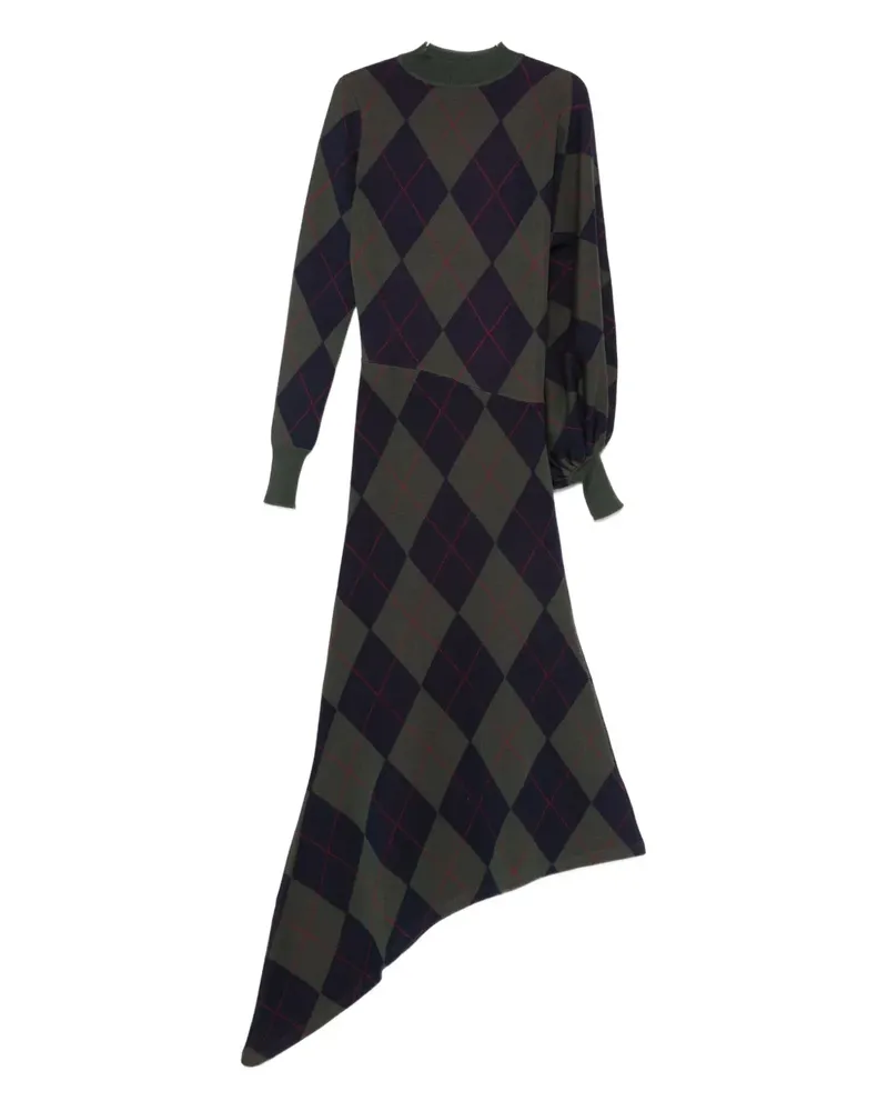 A.W.A.K.E. argyle-pattern asymmetric dress - Blau Blau