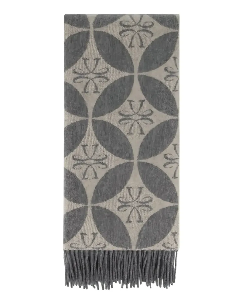 Jacob Cohën geometric-pattern fringed scarf - Grau Grau