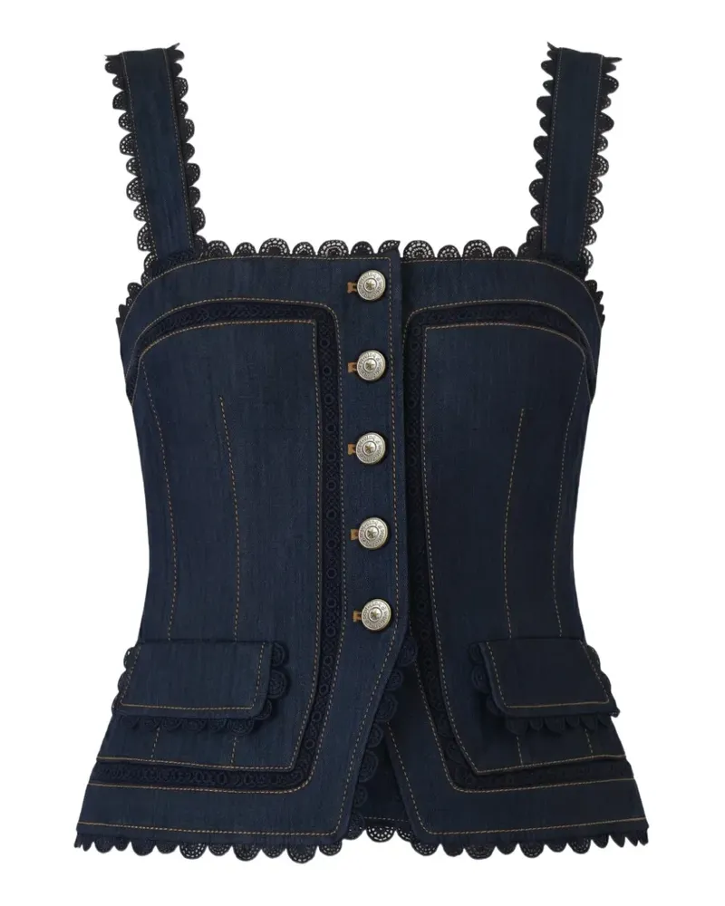 Cinq à Sept Myra Oberteil aus Guipure - Blau Blau