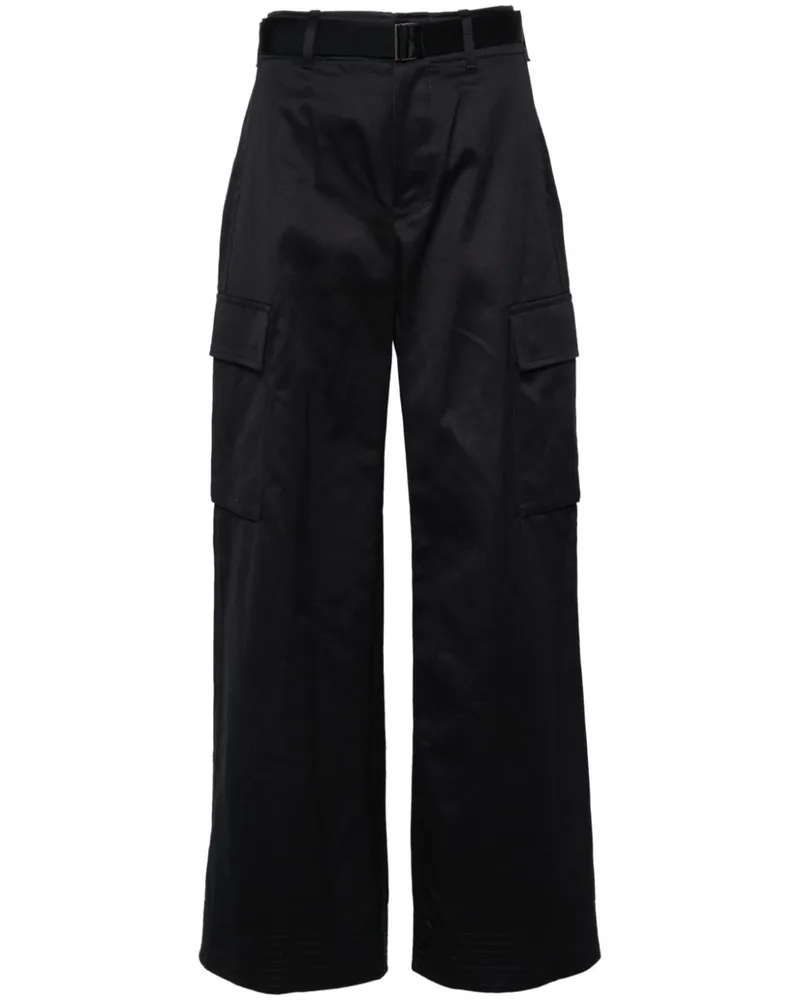 Sacai High-Waist-Cargohose mit weitem Bein - Blau Blau
