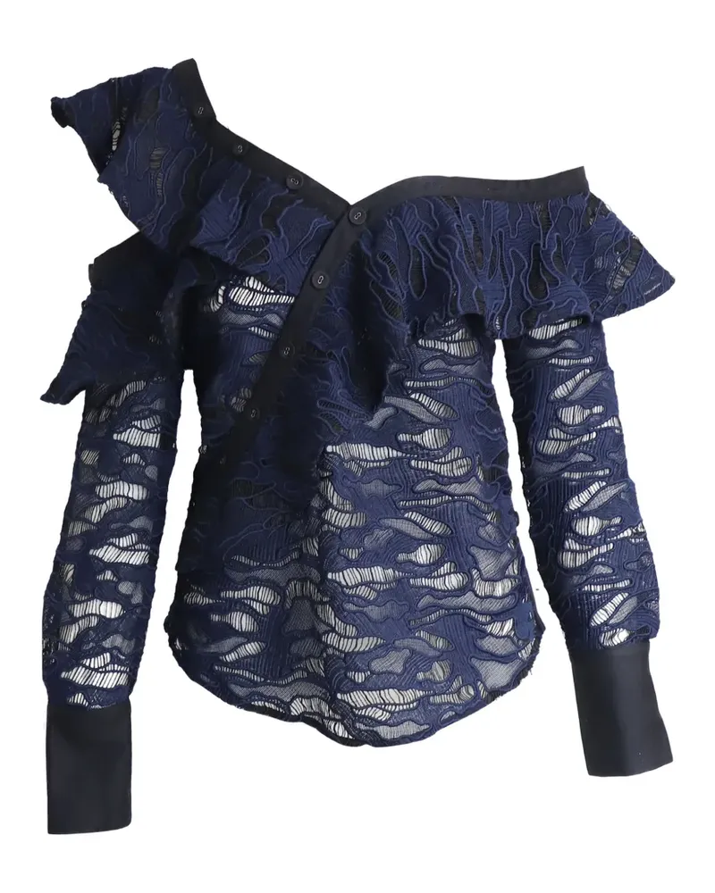 Self-Portrait asymmetric ruffled blouse - Blau Blau