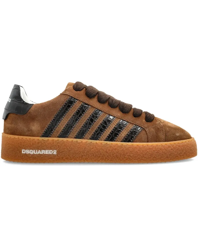 Dsquared2 Gestreifte Rapper's Delight Wildleder-Sneakers - Braun Braun