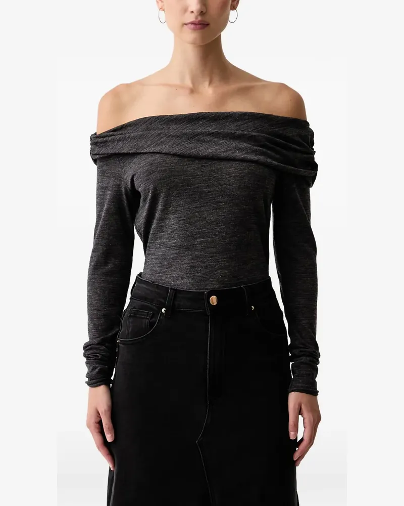 Pinko off-shoulder logo-embroidered sweater - Grau Grau