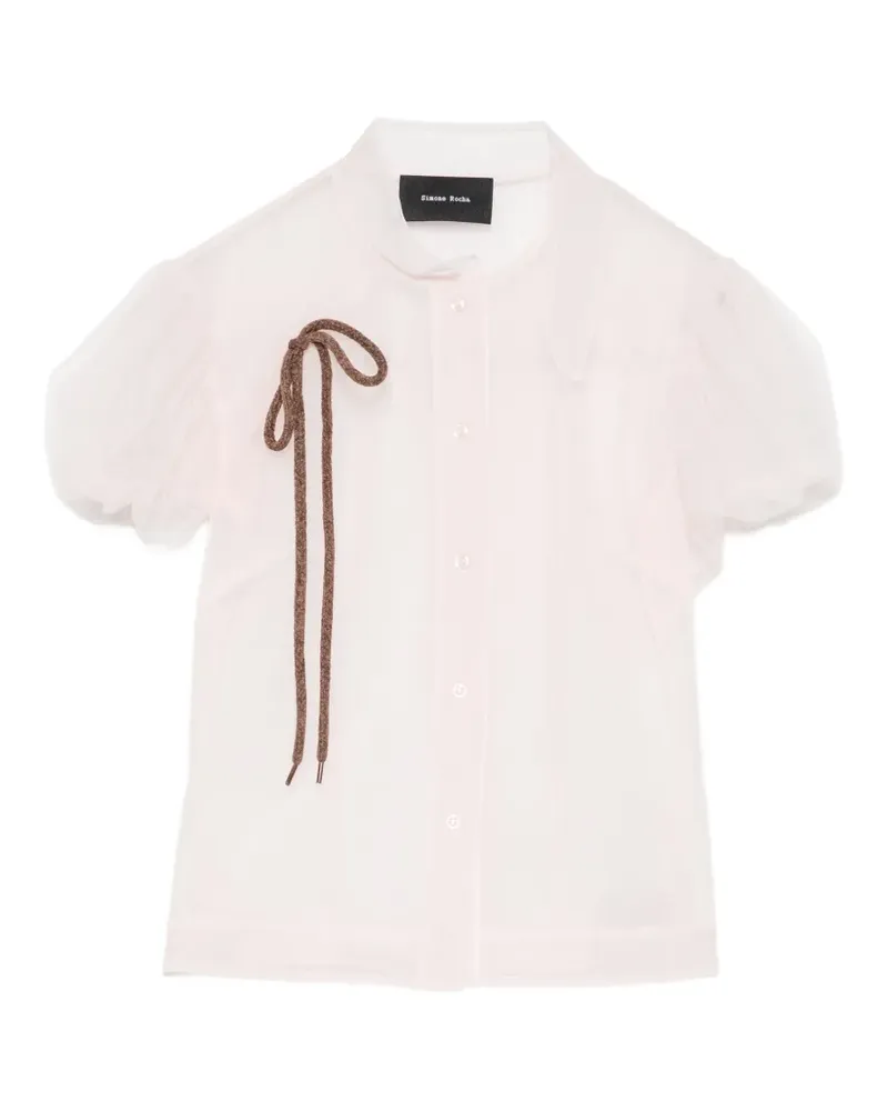 Simone Rocha sheer-finish puff-sleeve blouse - Rosa Rosa