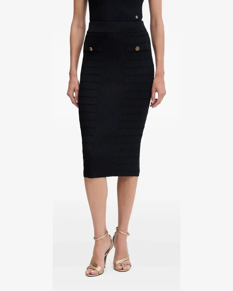 Guess Midirock aus geripptem Strick - Schwarz Schwarz