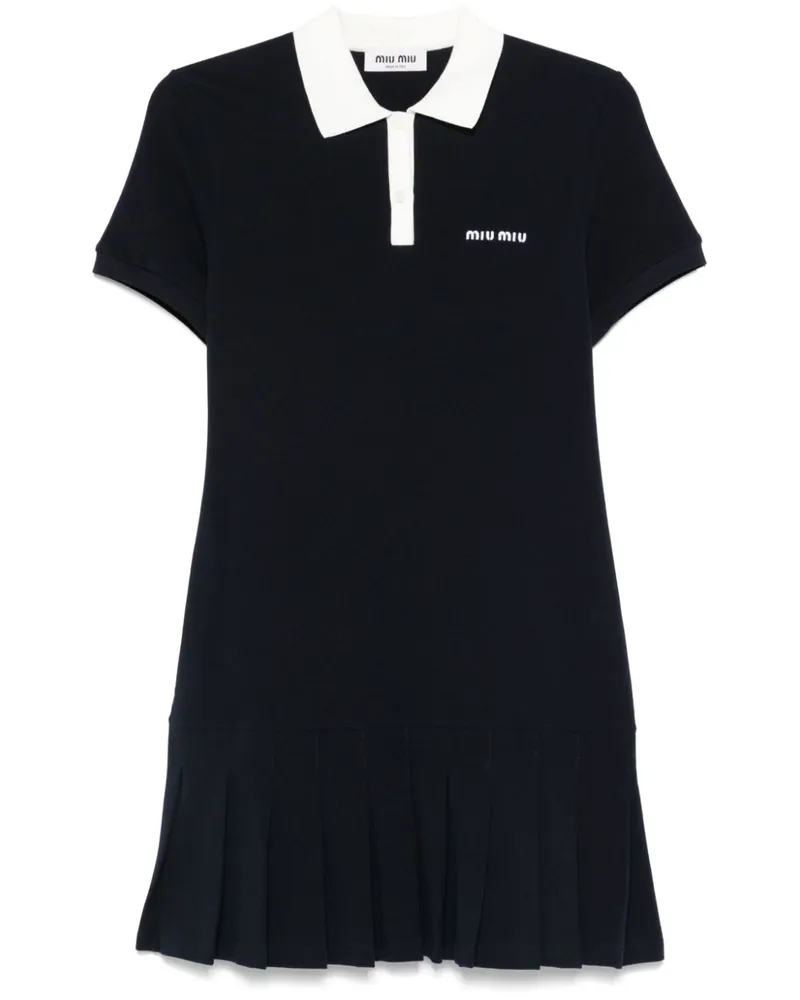Miu Miu Minikleid mit Falten - Blau Blau