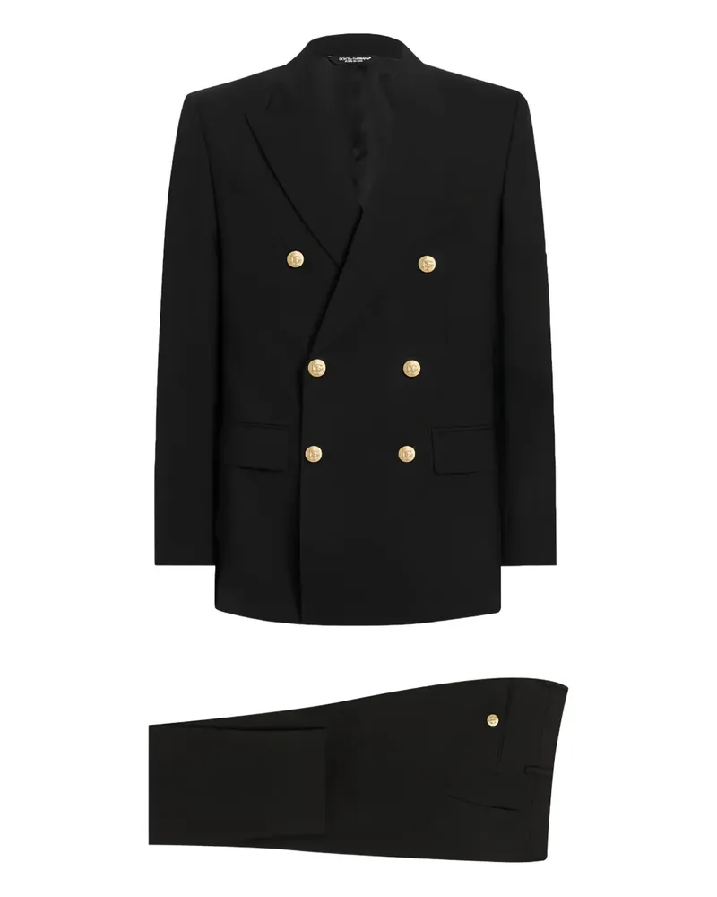 Dolce & Gabbana Doppelreihiger Martini-Fit Anzug mit goldfarbenen Knöpfen - Schwarz Schwarz