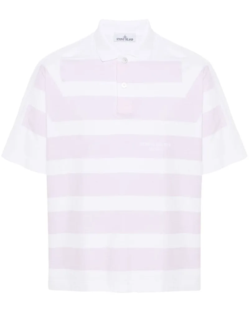 Stone Island Gestreiftes Poloshirt - Weiß Weiß
