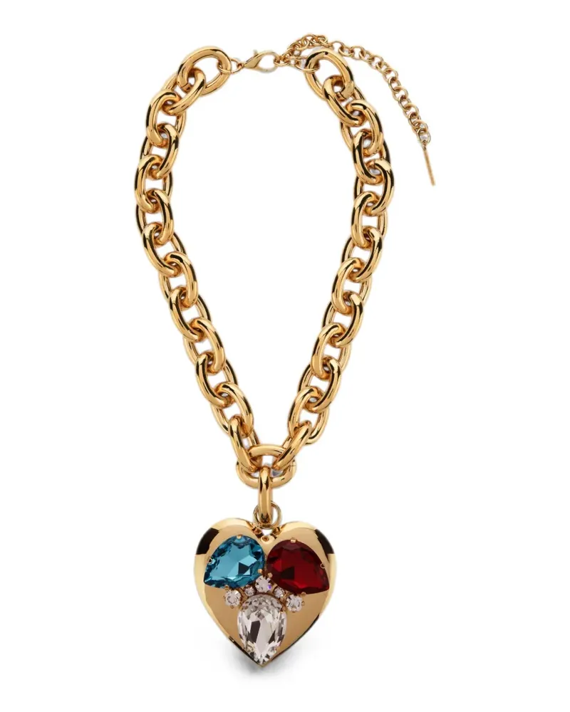Alessandra Rich heart-pendant crystal-embellished necklace - Gold Gold