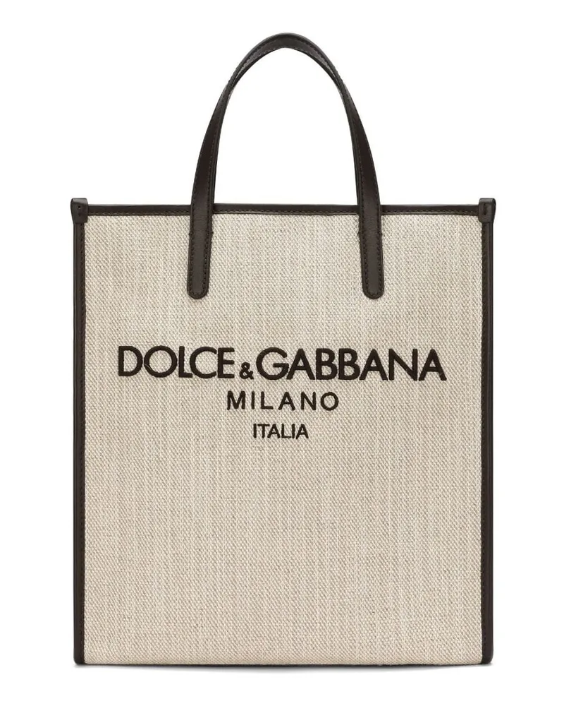 Dolce & Gabbana Kleiner Shopper aus Canvas - Nude Nude