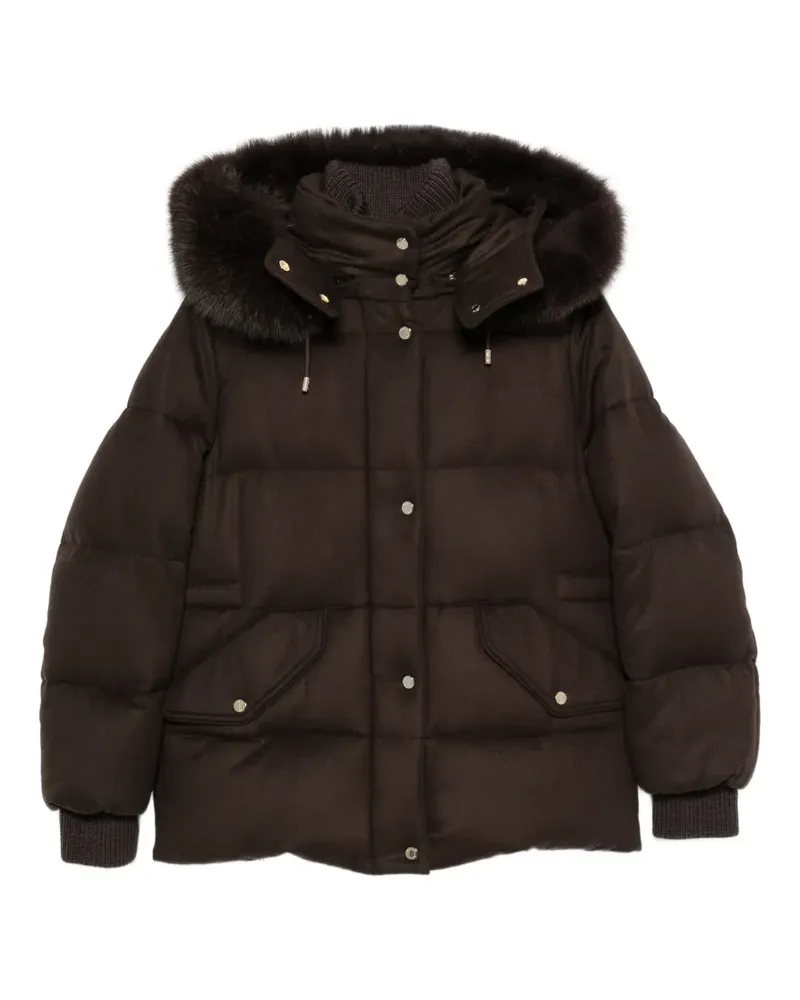 MOORER Attica fur-trim hooded jacket - Braun Braun