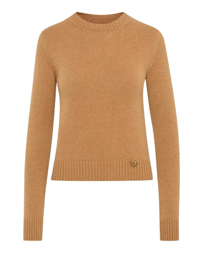 Oscar de la Renta flower cashmere sweater - Braun Braun