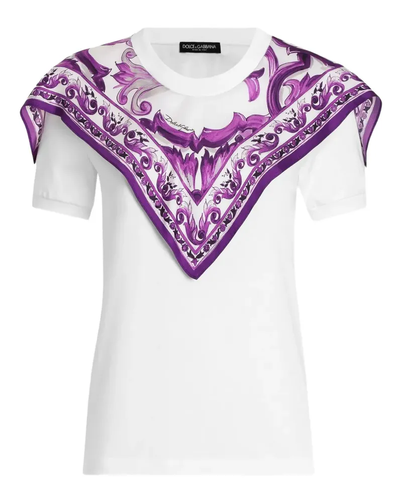 Dolce & Gabbana T-Shirt mit Foulard-Einsatz - Weiß Weiß