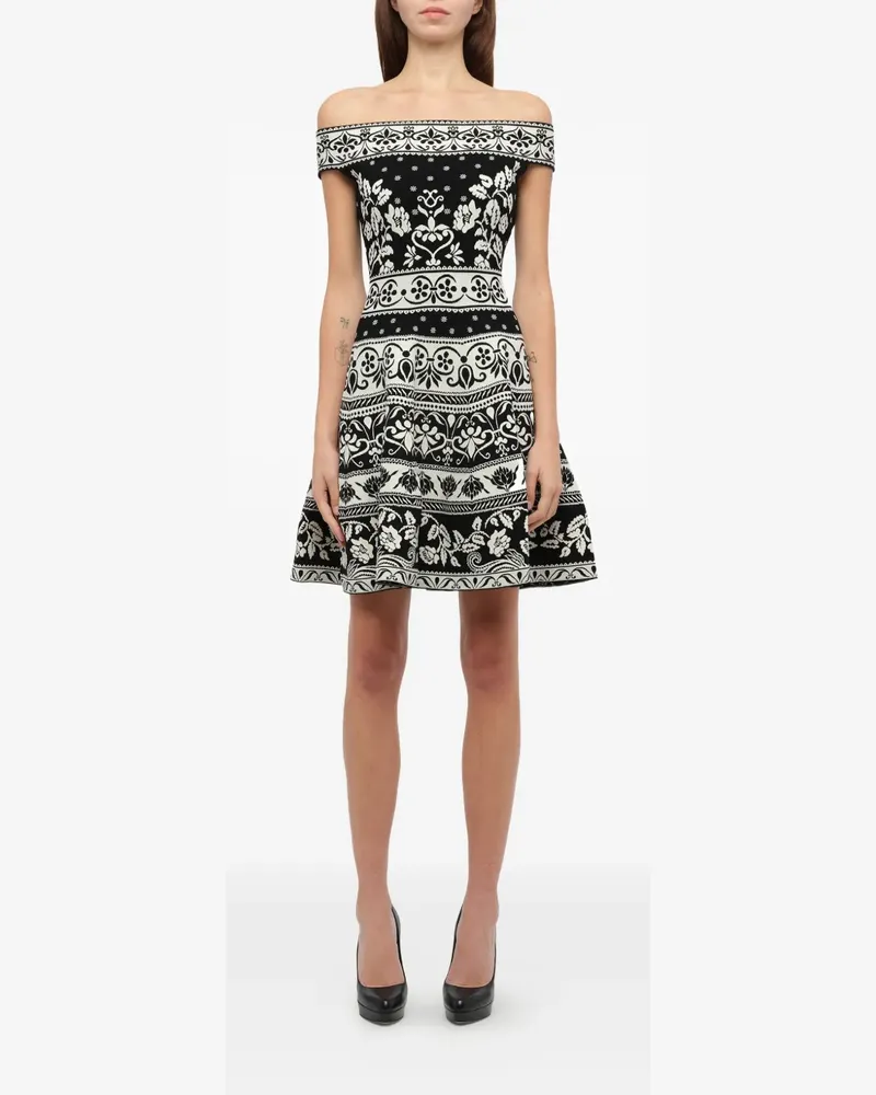 Alexander McQueen Jacquard-Kleid mit Blumenmuster - Schwarz Schwarz