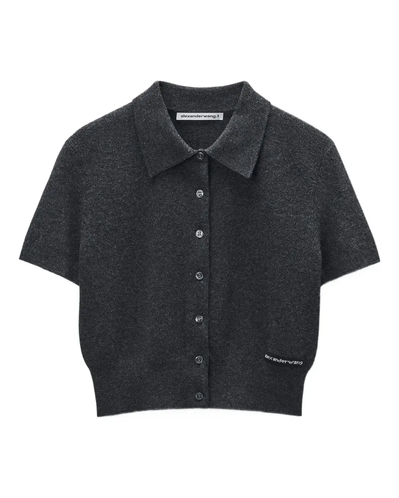 Alexander Wang Poloshirtkragen-Cardigan mit Logo-Patch - Schwarz Schwarz