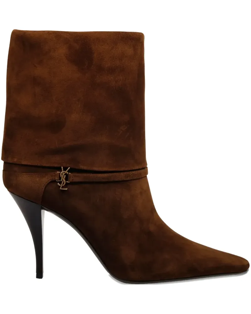 Saint Laurent Stiefel mit Logo-Schild 85mm - Braun Braun