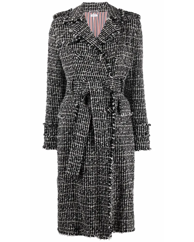 Thom Browne Tweed-Trenchcoat aus Kaschmir Schwarz