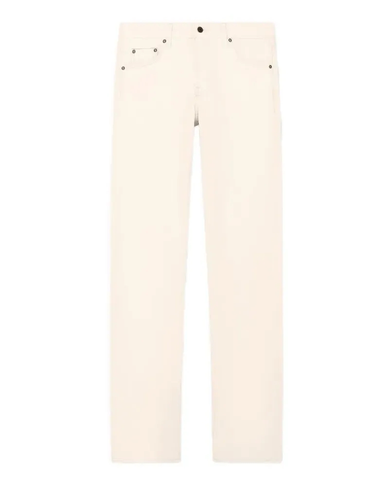 Emporio Armani five-pocket cotton denim jeans with a zip and leather patch - Nude Nude