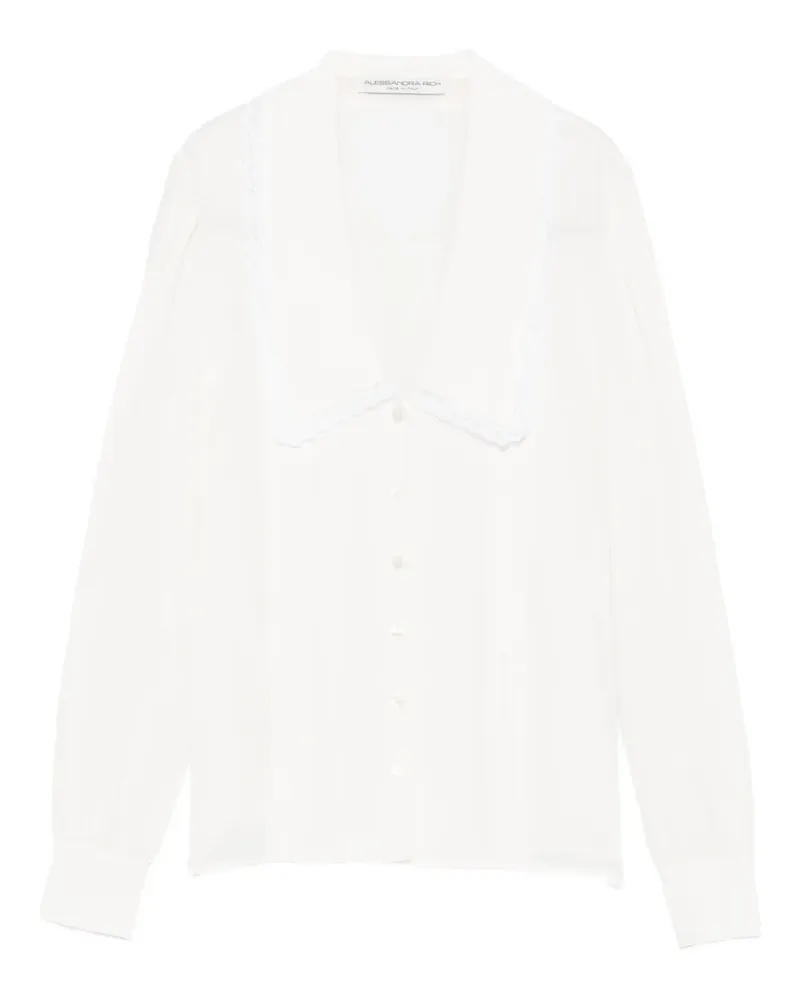 Alessandra Rich Bluse mit Spitzenbesatz - Weiß Weiß