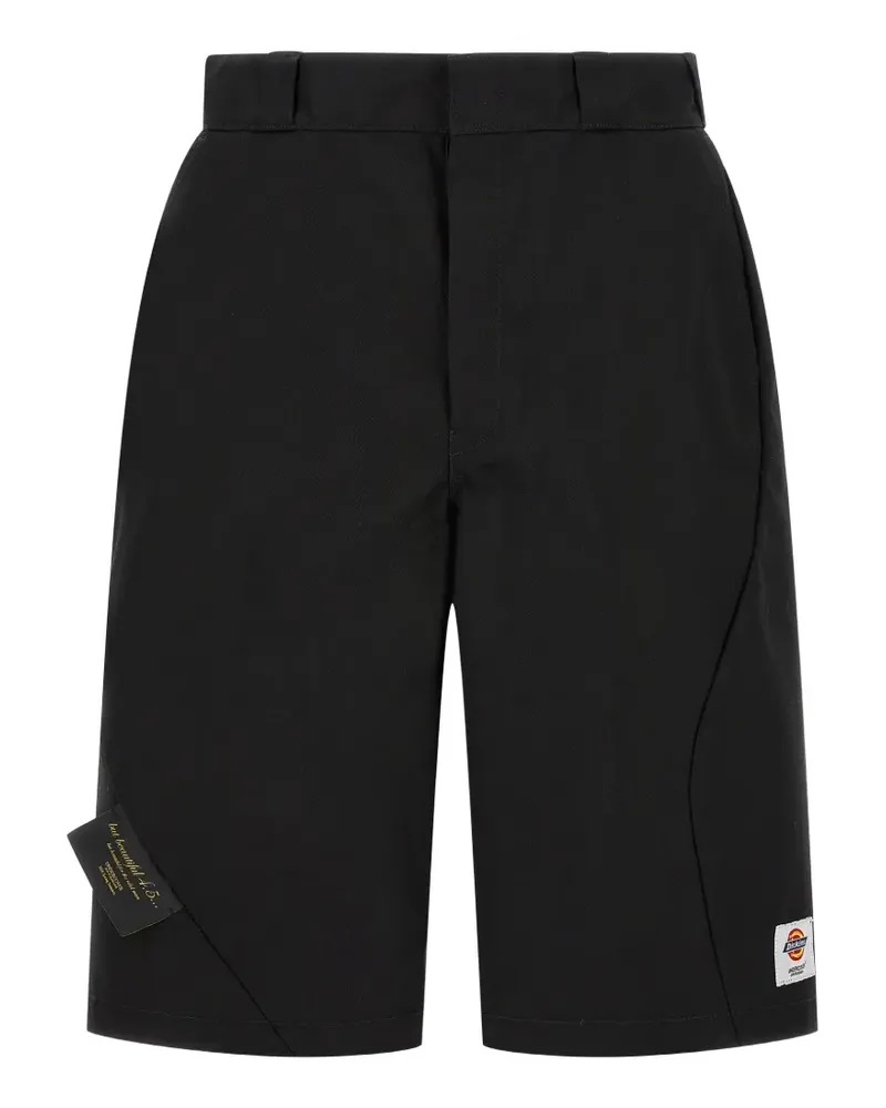 Undercover x Dickies asymmetric-stitch logo-patch shorts - Schwarz Schwarz