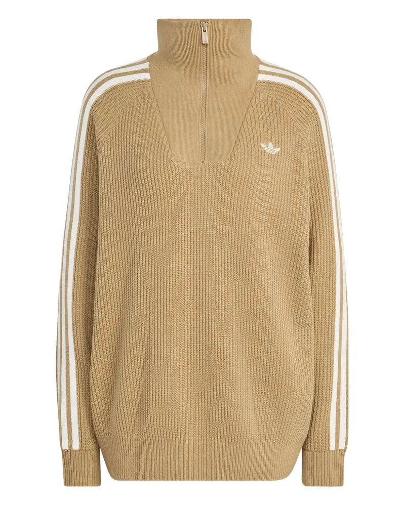 adidas Stehkragen-Pullover mit Reißverschluss - Nude Nude