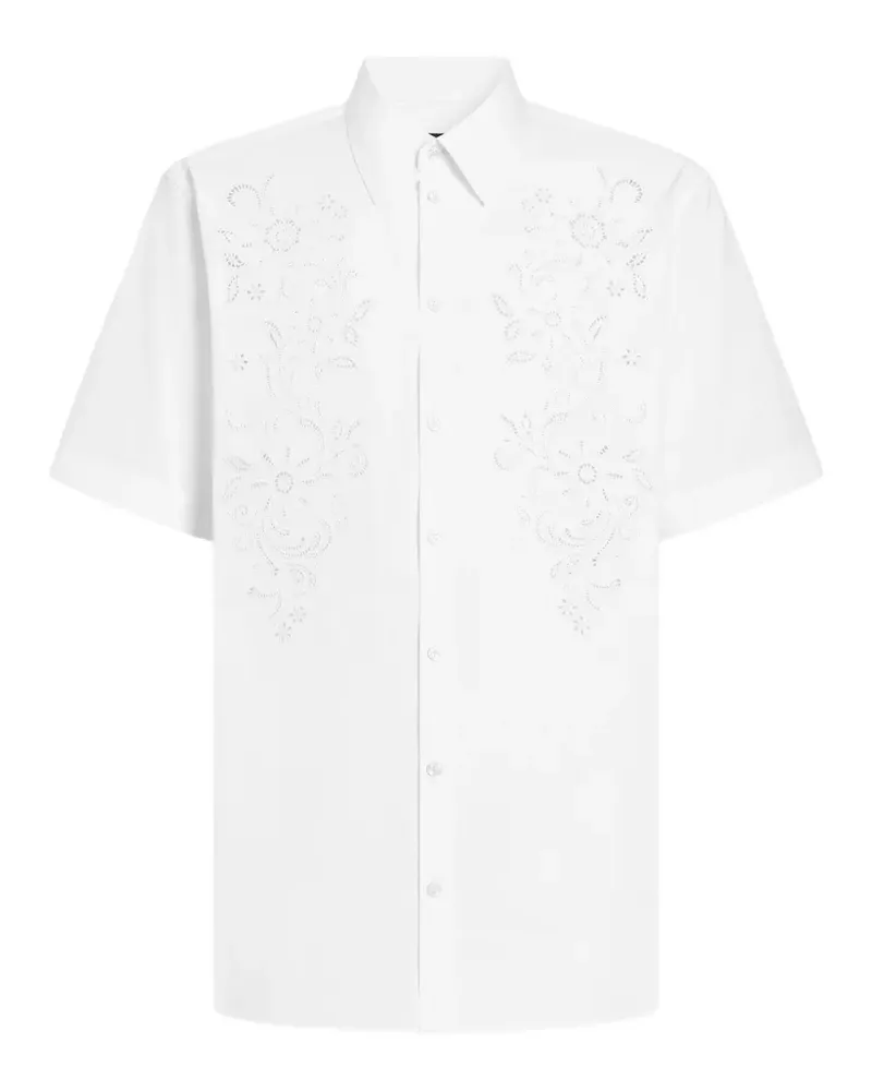 Dolce & Gabbana Hawaii-Hemd aus Popeline mit Schnittmuster - Weiß Weiß