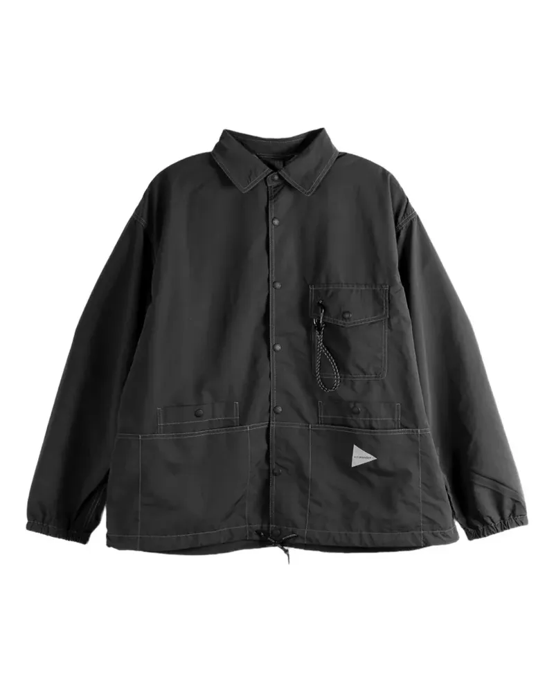 and wander contrast-stitch flap-pocket jacket - Grau Grau