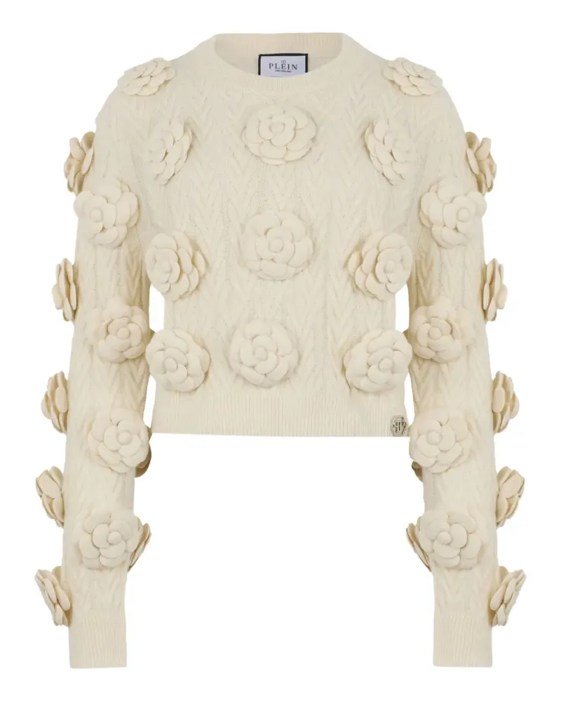 Philipp Plein Rosen mit rundem Ausschnitt - Nude Nude