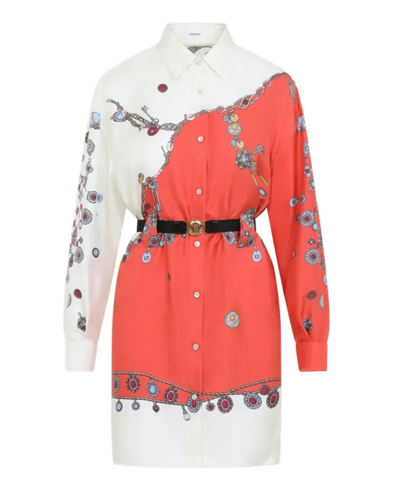 Versace belted silk shirt mini dress - Orange Orange