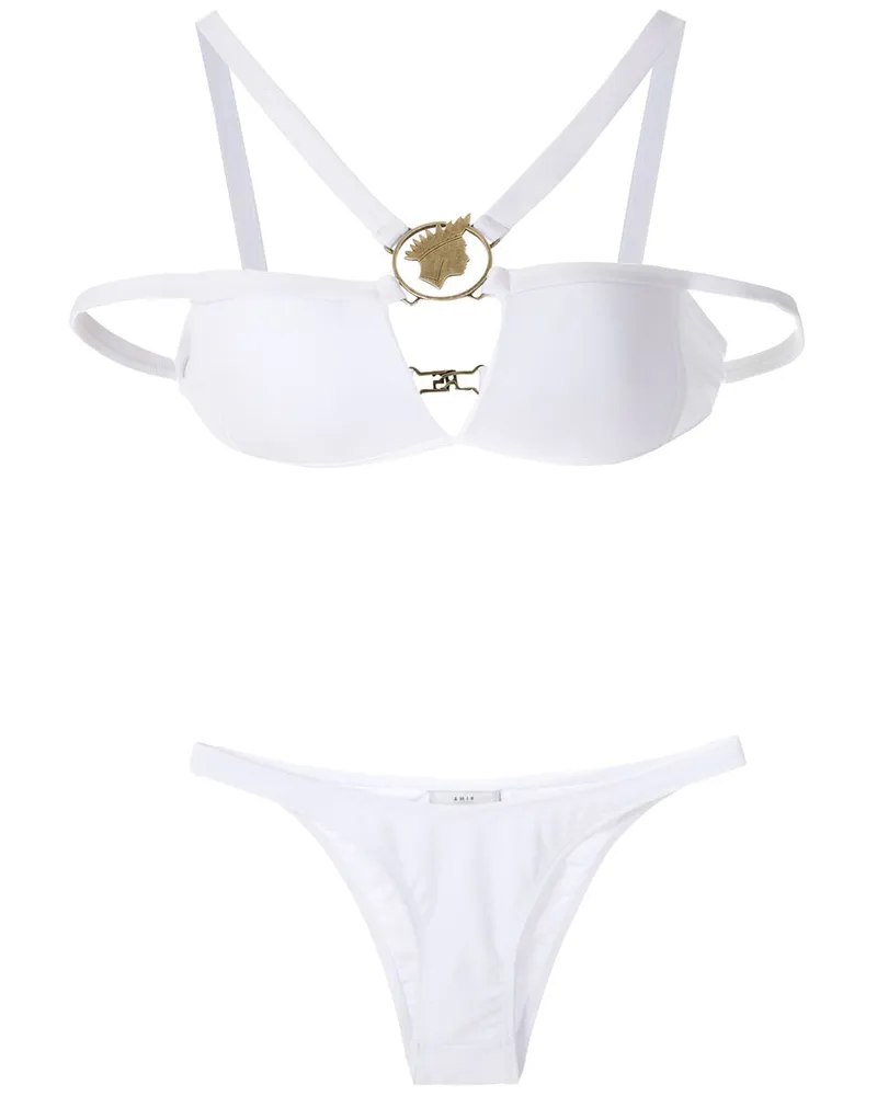 Amir Slama Bikini mit Metallic-Effekt - Weiß Weiß