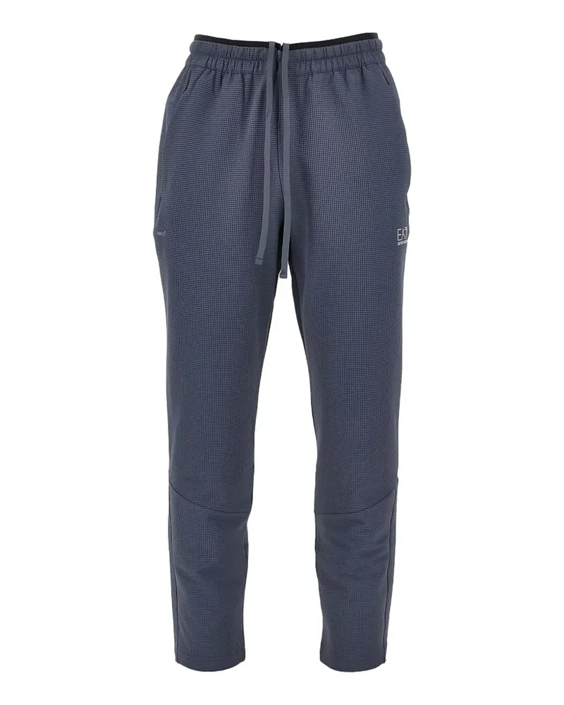 EA7 logo-print waffle-knit track pants - Blau Blau