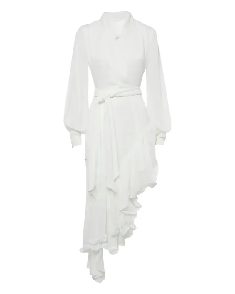 ELLIATT ruffled asymmetric-hem midi dress - Weiß Weiß