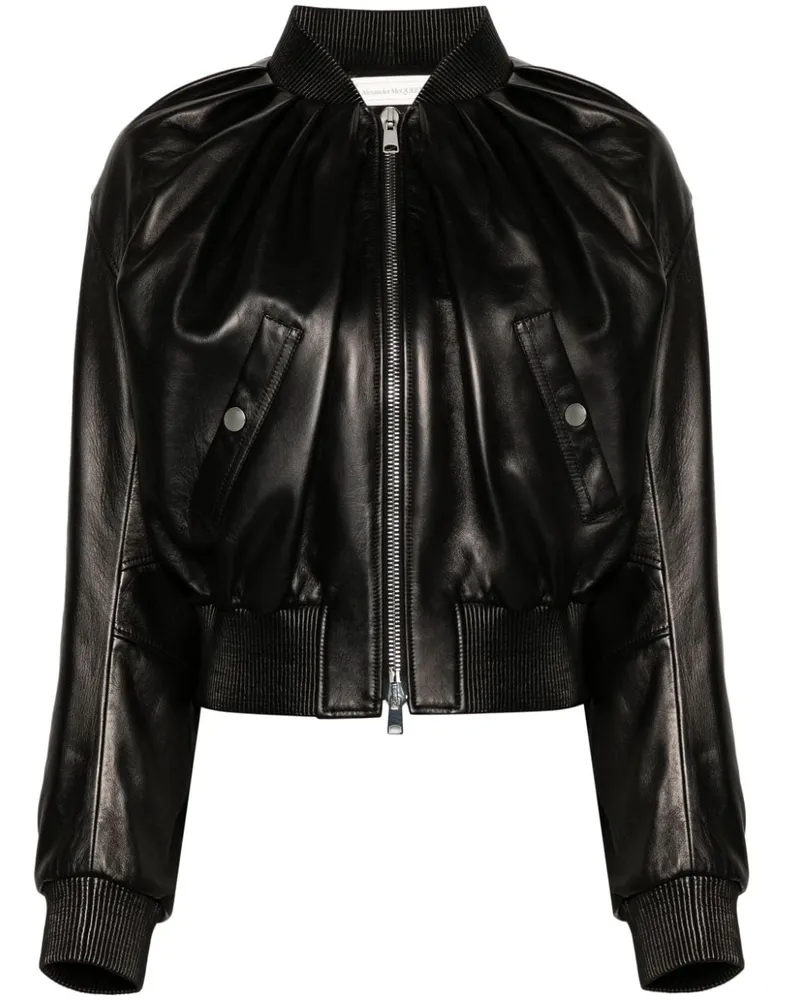 Alexander McQueen Bomberjacke aus Leder - Schwarz Schwarz