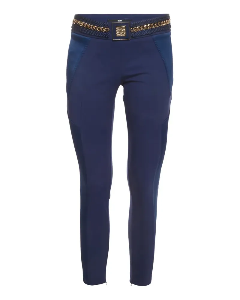 Elisabetta Franchi Cropped-Hose mit Logo-Schild - Blau Blau