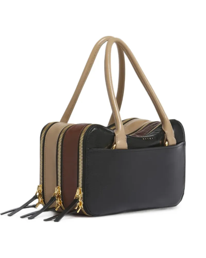 Marni black, brown and taupe leather small Boxyne bag - Schwarz Schwarz