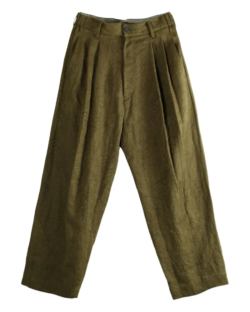 Ziggy Chen pleat-detail linen trousers - Grün Grün