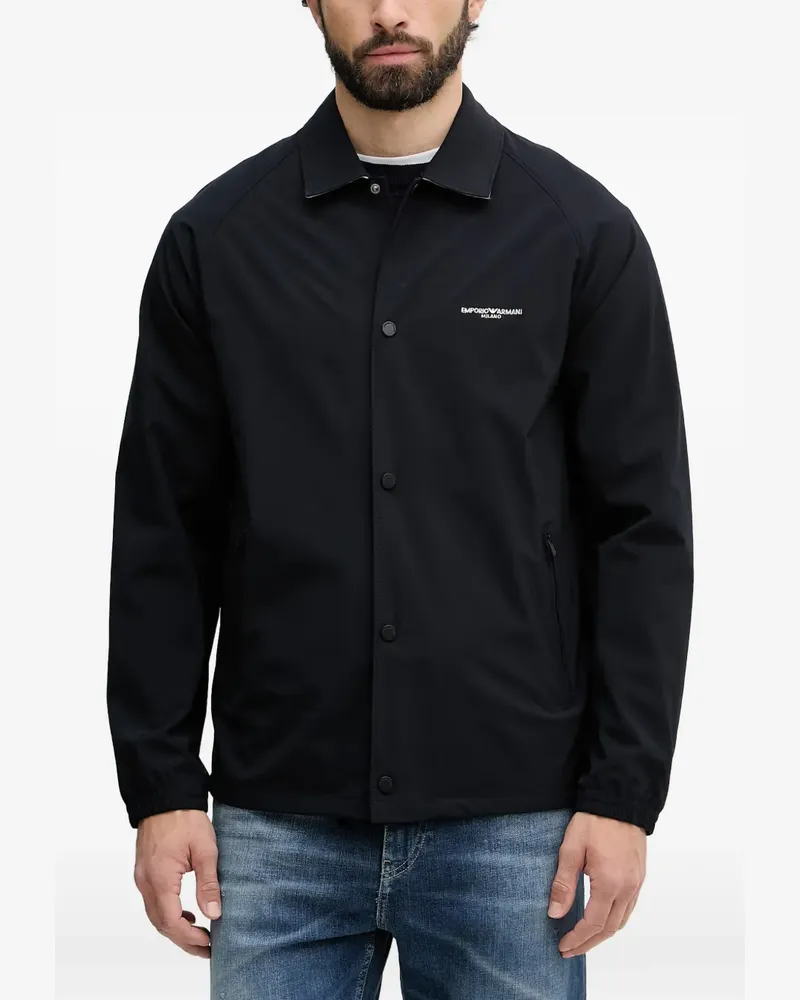 Emporio Armani logo-embroidered jacket - Blau Blau