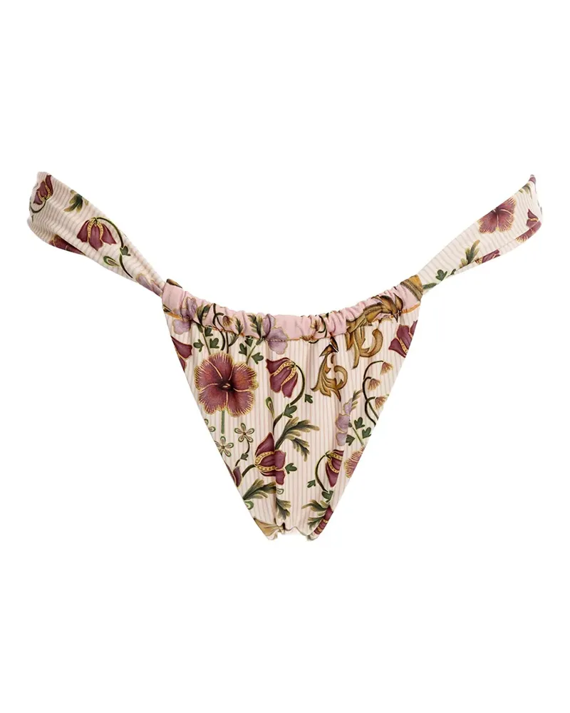 AGUA BENDITA Gerüschtes Bikinihöschen mit Blumen-Print - Nude Nude