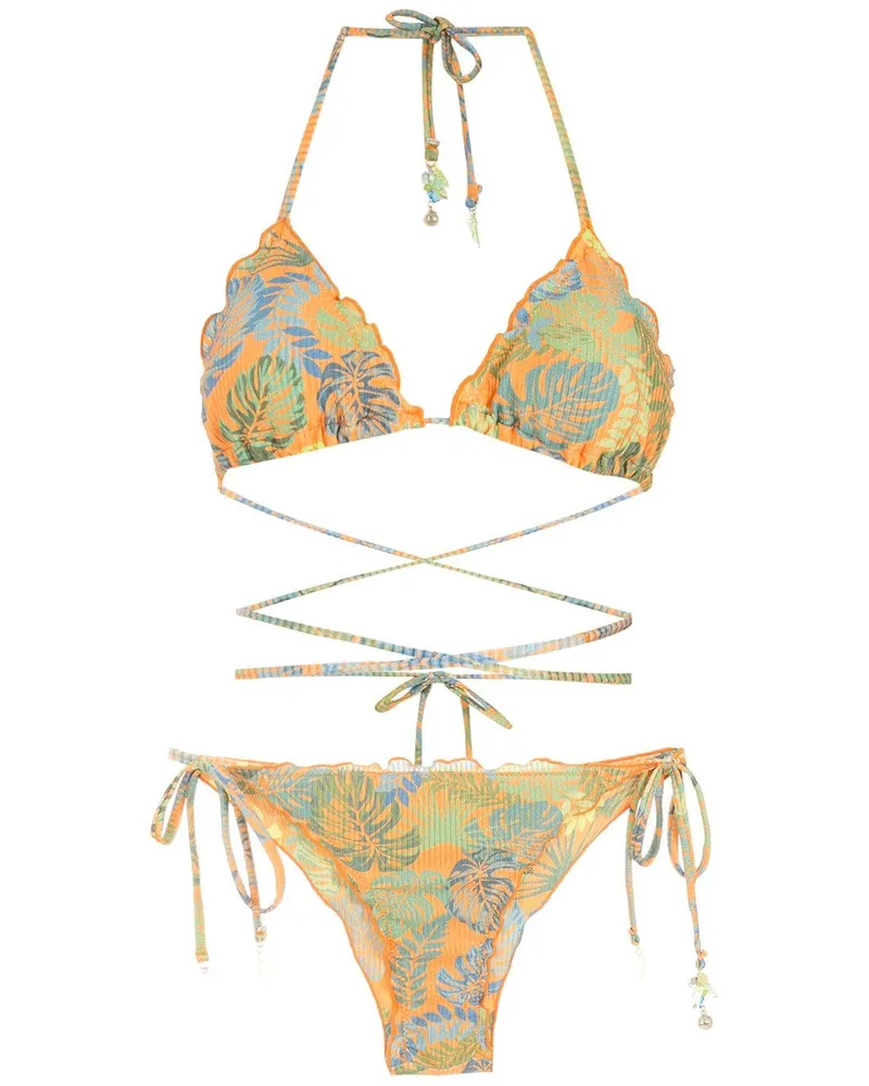 Amir Slama Triangel-Bikini mit Print - Orange Orange