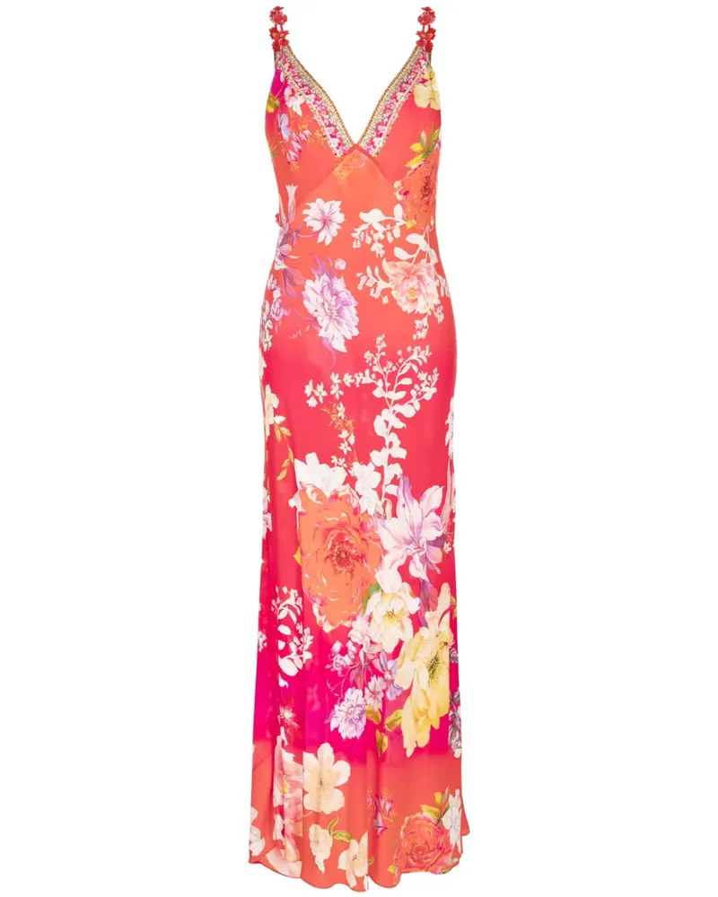 Camilla Maxikleid mit Blumen-Print - Rot Rot