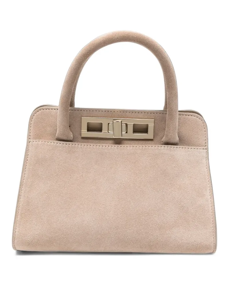 Fabiana Filippi mini twist-lock suede tote bag - Nude Nude