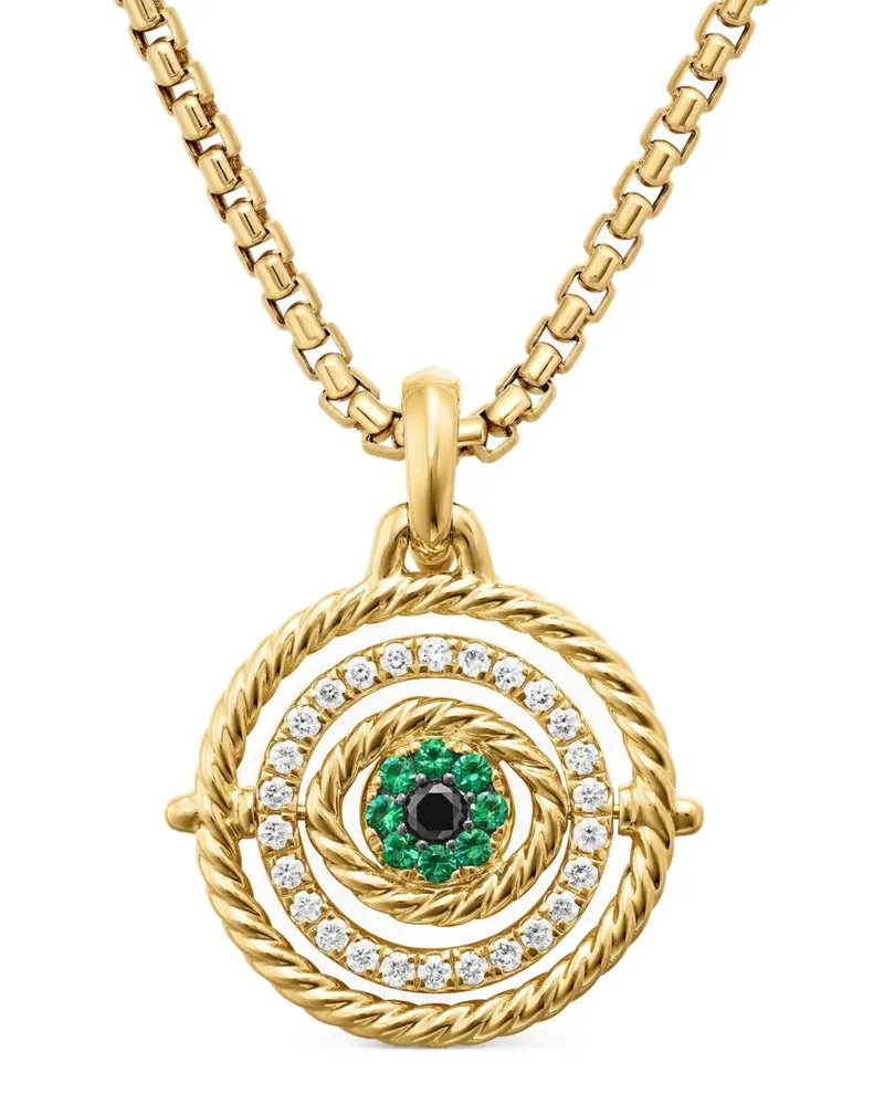 David Yurman 18kt Evil Eye Mobile Gelbgoldanhänger mit Smaragd und Diamanten (20,5mm Gold