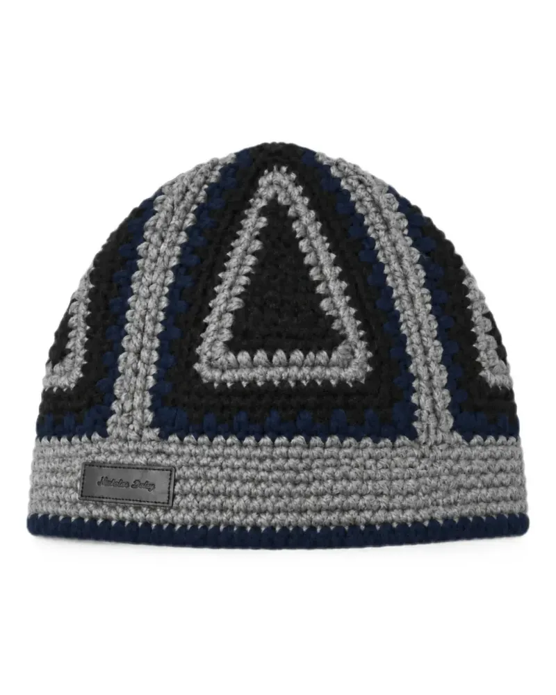 Nicholas Daley crochet geometric-pattern beanie hat - Grau Grau