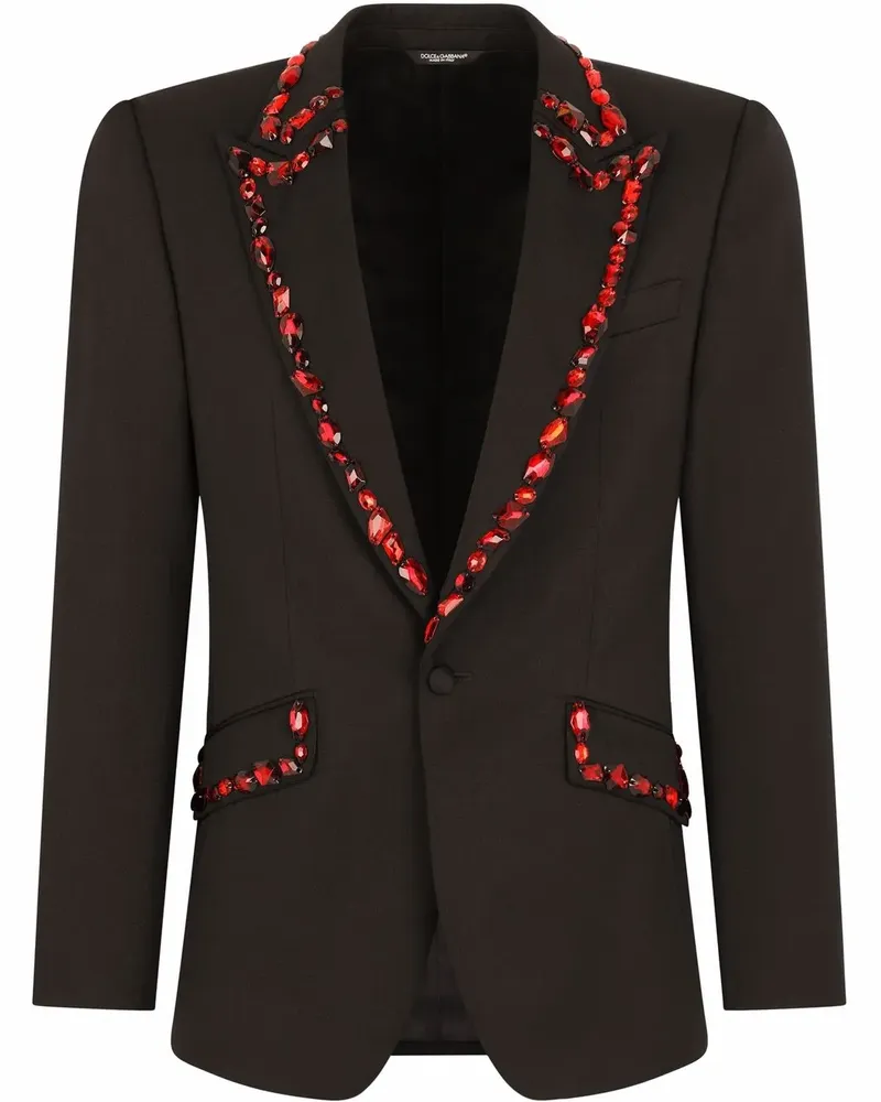 Dolce & Gabbana Sicilia-Fit-Anzug mit Strassverzierung - Schwarz Schwarz