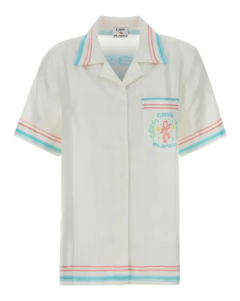 Casablanca Paris striped-trim shirt - Weiß Weiß