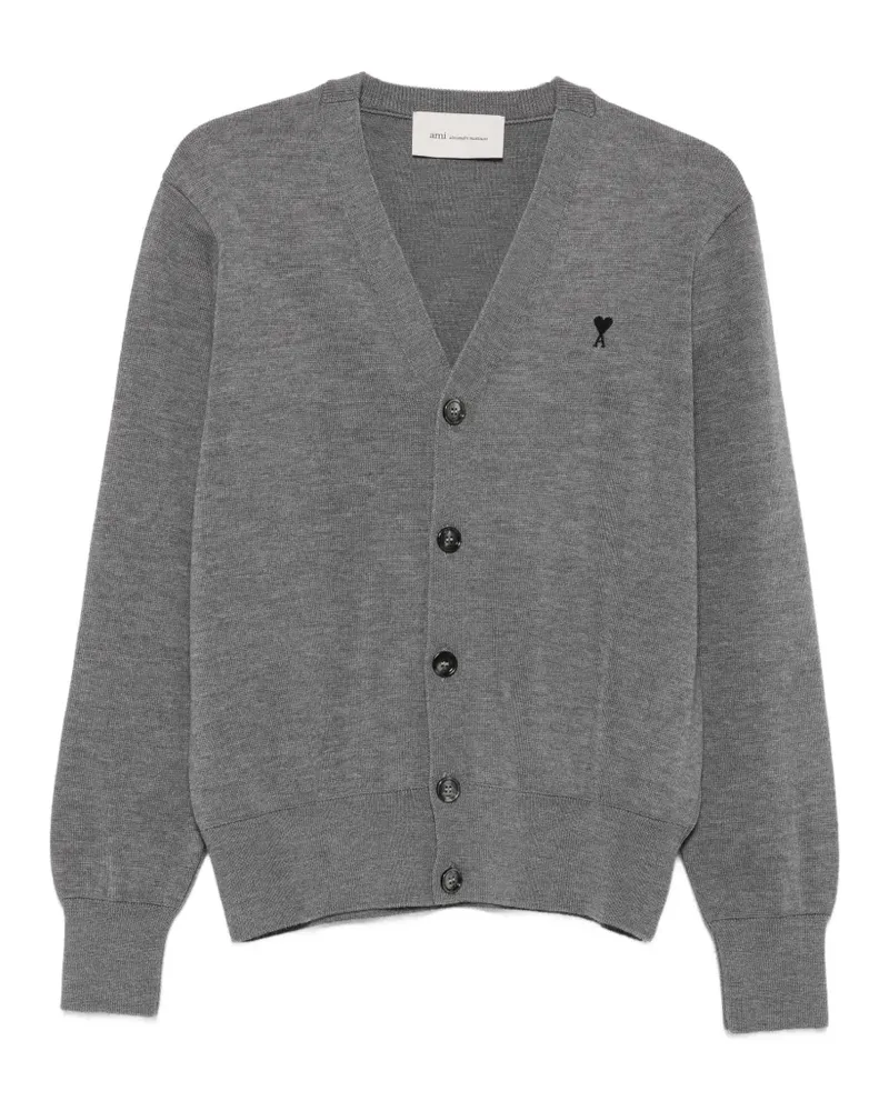 AMI Paris Cardigan mit Ami de Coeur-Motiv - Grau Grau