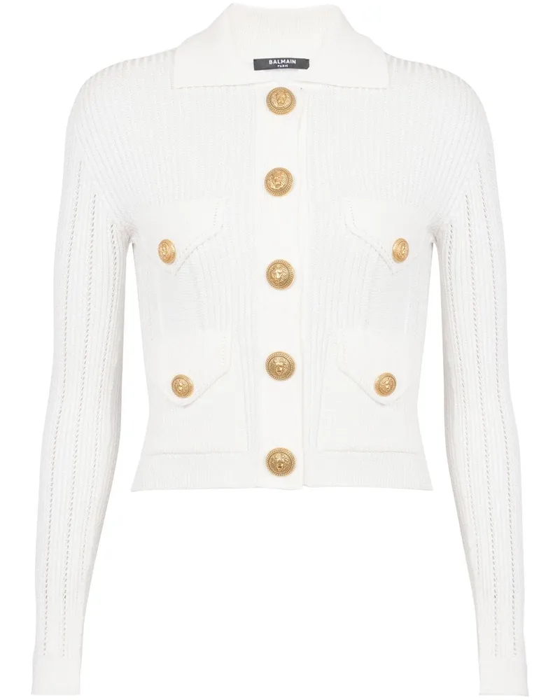 Balmain Gerippter Cardigan - Weiß Weiß