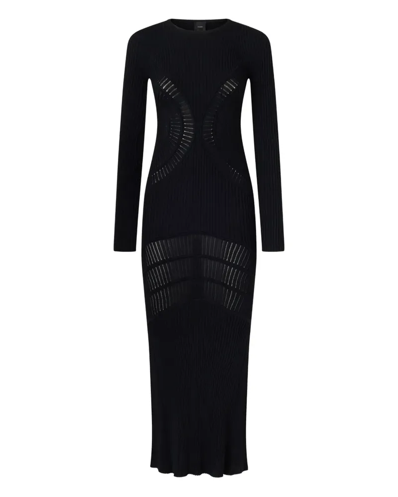 Pinko Geripptes Maxikleid mit Cut-Out - Schwarz Schwarz